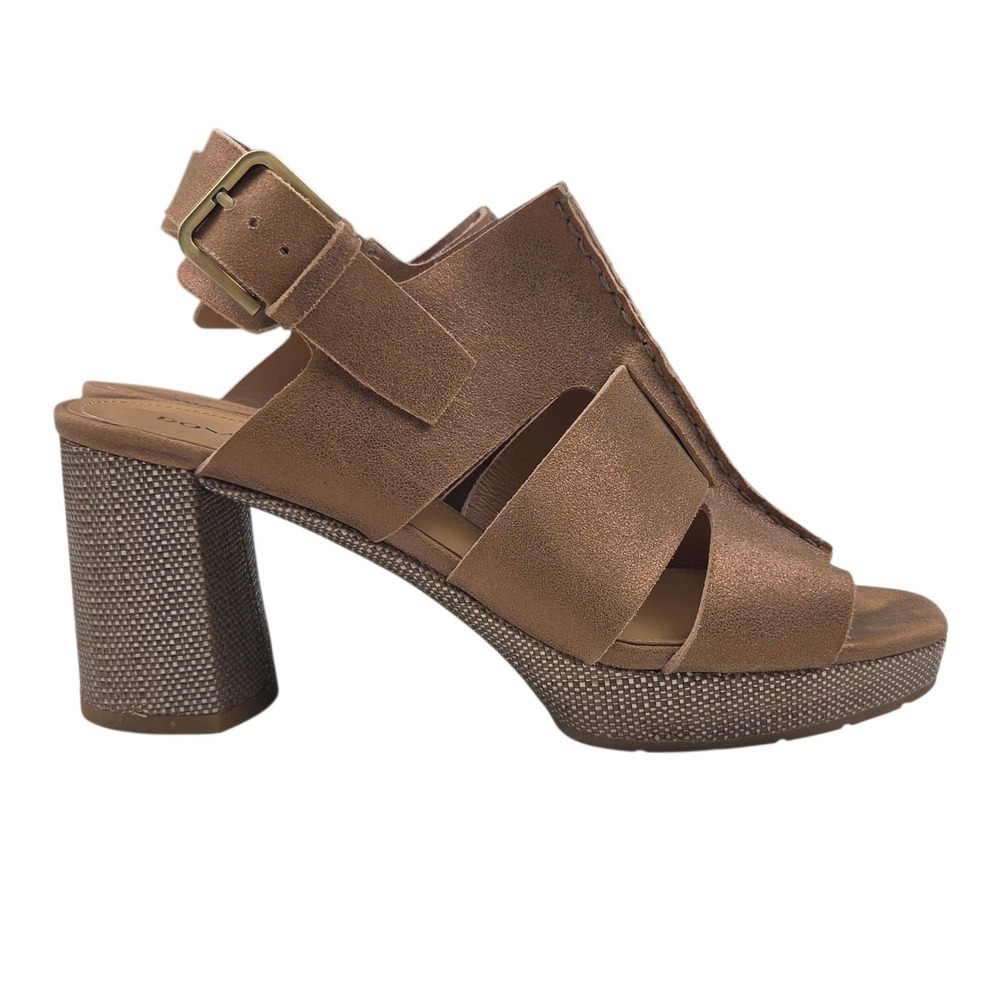 Donald Pliner Geneva Sandal 9.5 Block Heel Bronze Metallic Leather Platform